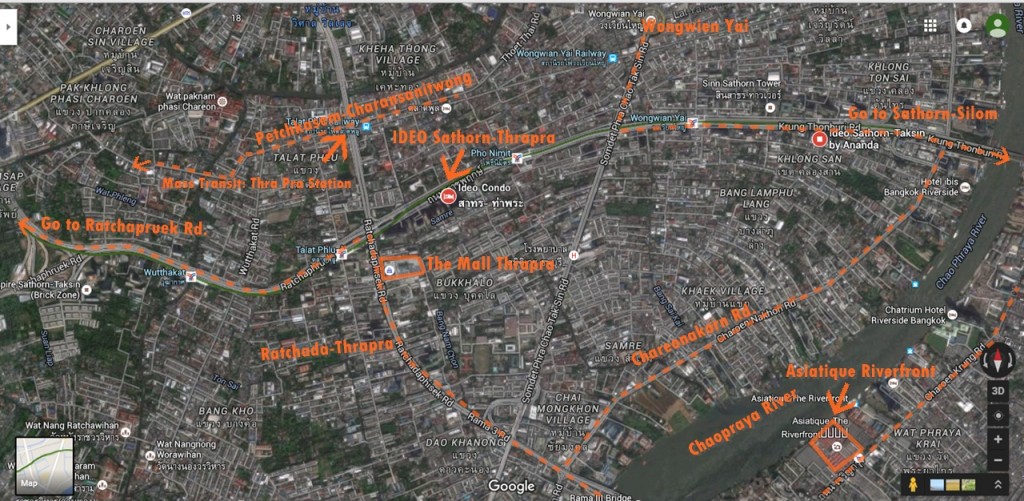 เส้นทางต่างๆที่สามารถเข้าออกได้จากที่ตั้งของโครงการ