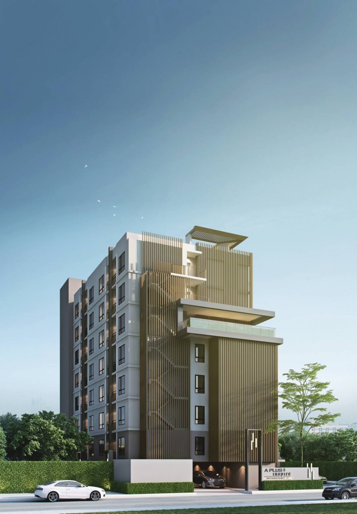 โครงการ เอ พลัส อินสไปร์ รัตนาธิเบศร์  (A Plus Inspire Rattanathibet) คอนโดมิเนียมโลว์ไรส์ สูง 8 ชั้นจำนวน 1 อาคาร รวม 70 ยูนิต บนเนื้อที่ 193 ตารางวา