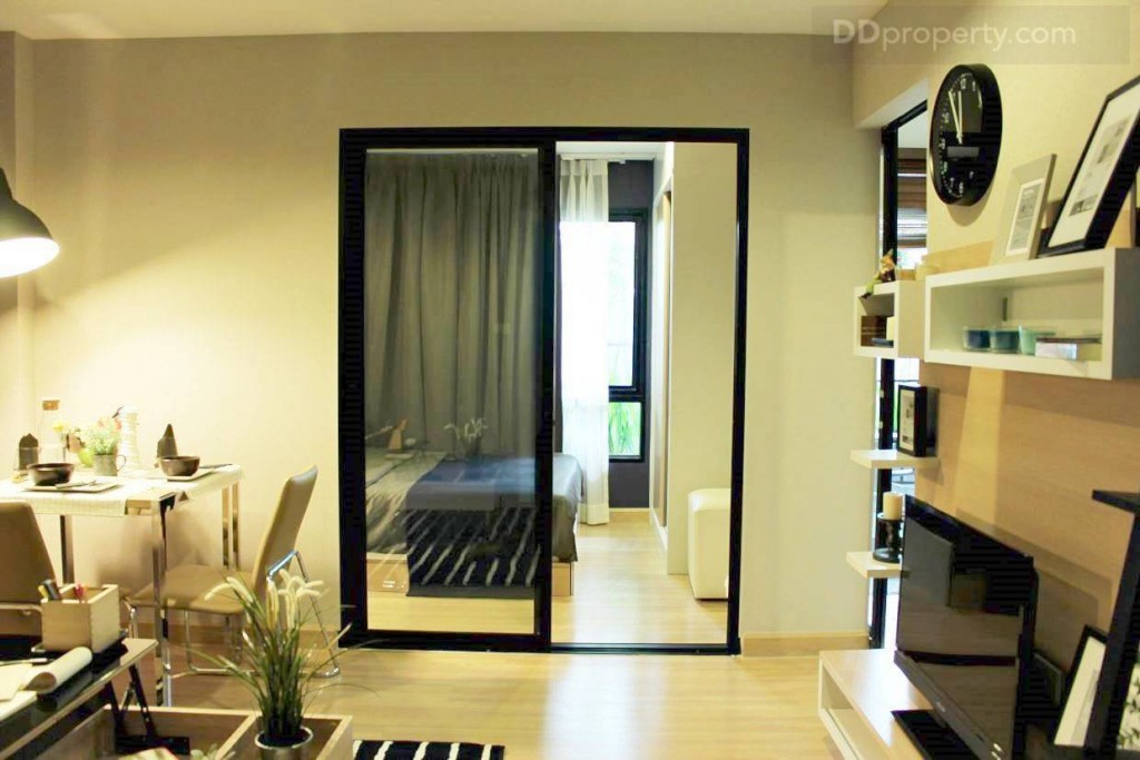 มุมมองภายในห้องตัวอย่างแบบ 1 ห้องนอน ขนาด  25,27,28 ตร.ม.