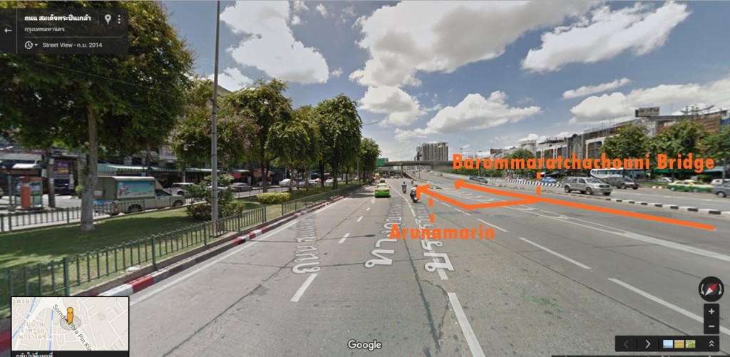 เมื่อลงสะพานมาให้เบี่ยงซ้ายเพื่อเข้าแยกอรุณฯหากขึ้นสะพานบรมฯจะสามารถไปตรงไปยังพุทธมณฑล-นครปฐมได้