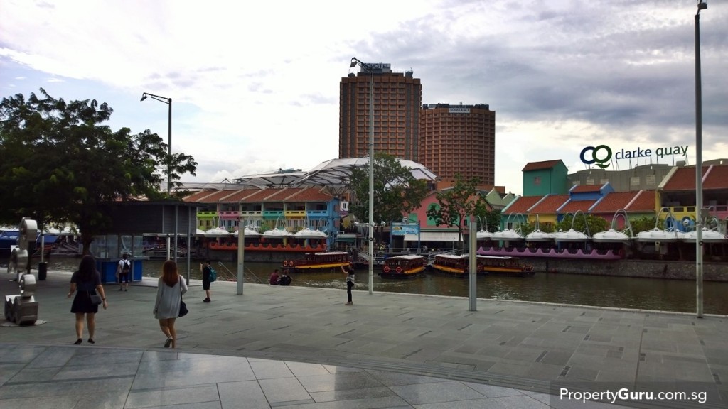 Clarke Quay where bars/clubs are across the river