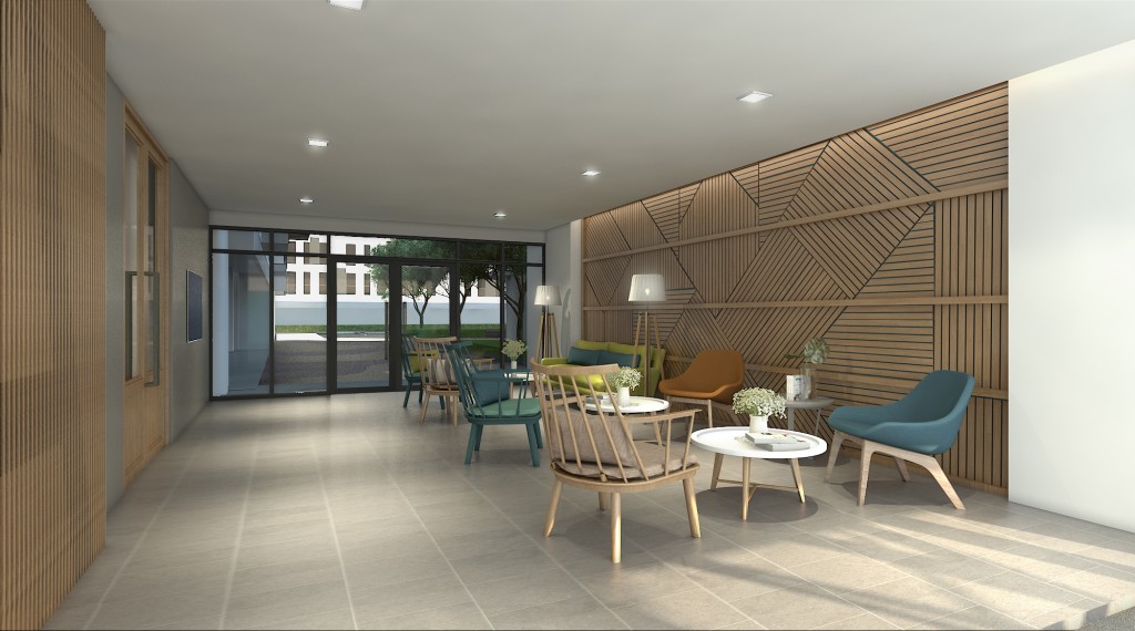 ภาพจำลองล็อบบี้ชั้นล่างของทุกอาคาร