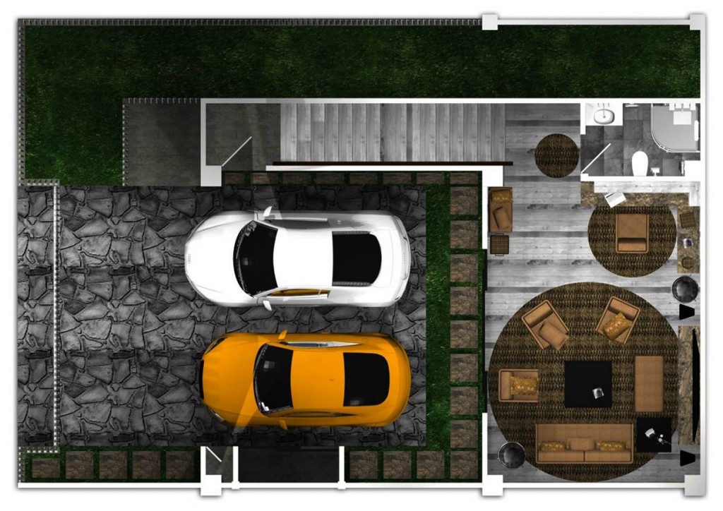 ชั้น G พื้นที่ชั้น G มีพื้นที่จอดรถสามารถจอดรถได้ 2-4 คัน (ตามขนาดของพื้นที่แต่ละเปลง) นอกจากนี้ยังเป็นพื้นที่ห้องเก็บของ, ห้องทำงานพร้อมพื้นที่นั่งเล่น, ห้องน้ำ 1 ห้อง และหลังบ้านเป็นพื้นที่สีเขียวสำหรับนั่งพักผ่อนได้