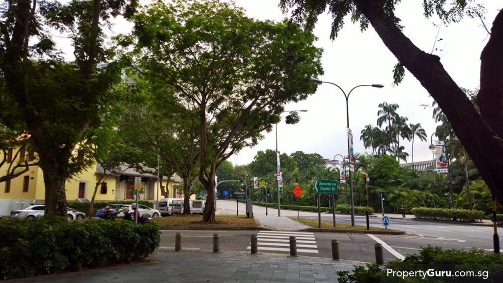 Roads to Oxley Rise and to Somerset with Istana Park on the right
