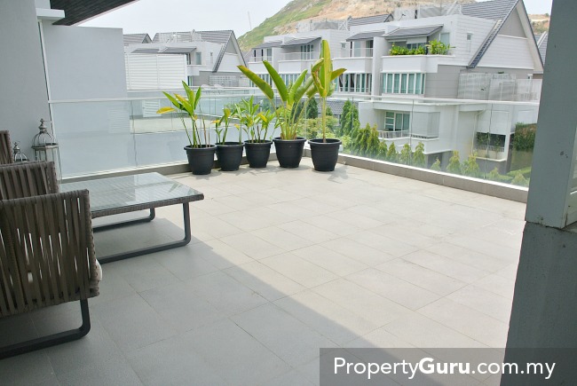 This balcony is located next to the master bedroom