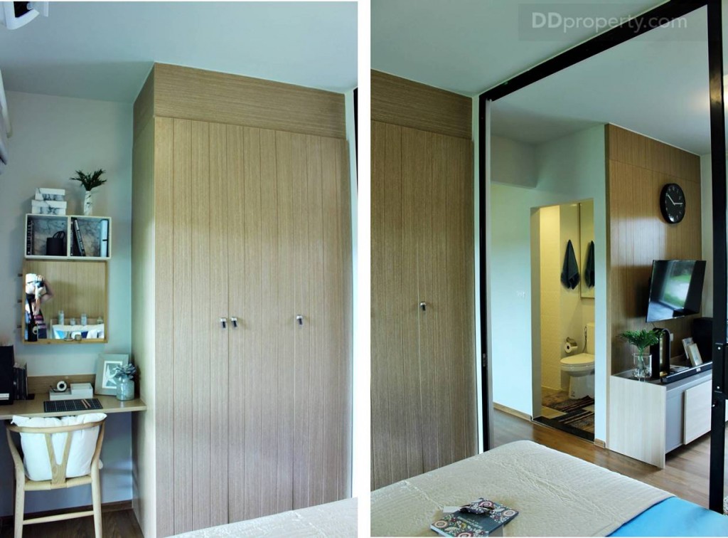 ภาพทั้ง 2 ภาพนี้แสดงให้เห็นถึงมิติของห้อง การที่เพดานสูง 2.6 ทำให้ห้องดูโปร่ง