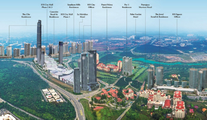 A detailed illustration of IOI Resort City and its developments