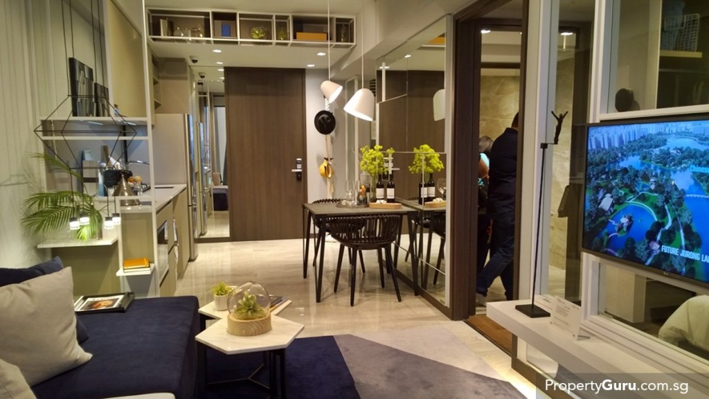 1+1 living room and main entrance from balcony