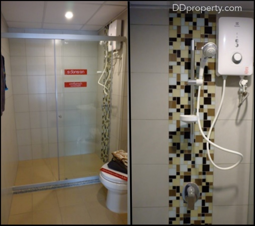 กระจก safety บานเลื่อน และเครื่องทำน้ำอุ่นเป็นแบรนด์ Electrolux เช่นเดียวกัน