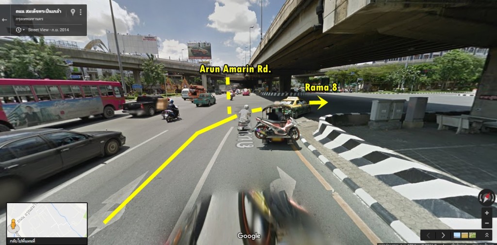 หลังจากนั้นให้เตรียมเลี้ยวขวาเพื่อเข้า พระราม 8