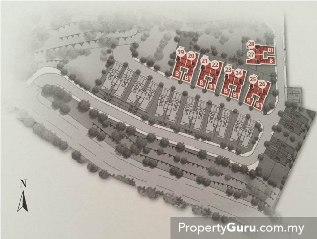 Map displaying the position of Type B and B1 units