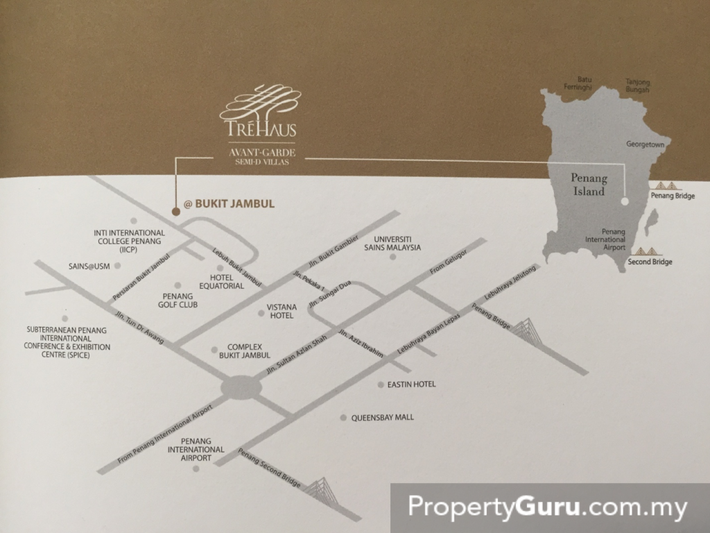 Map displaying the location of Trehaus and other surrounding amenities