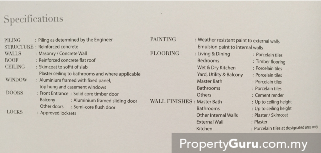 List of Specifications for Semi-D units