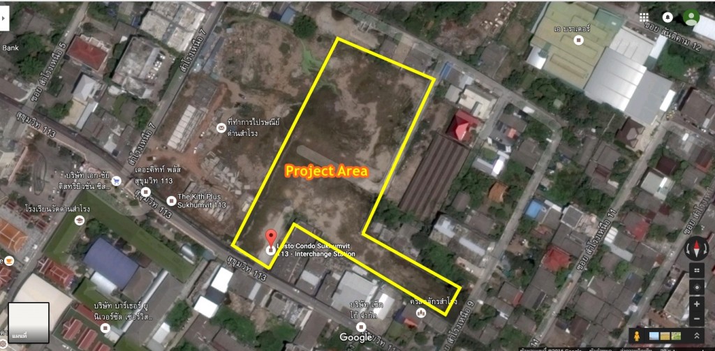 พื้นที่ที่จะใช้ขึ้นเป็นโครงการ Lesto Condo Sukhumvit 113 คลับเฮ้าส์จะอยู่ติดกับถนน (ซอยวัดด่านสำโรง)