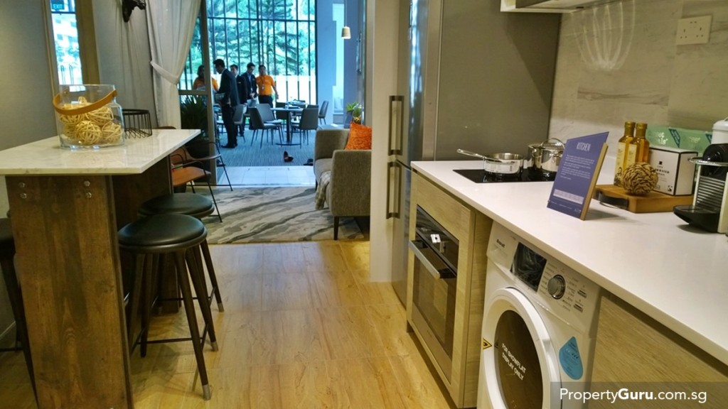 1BR kitchen and living