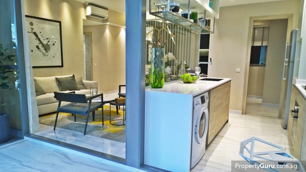 3BR kitchen and living room from balcony