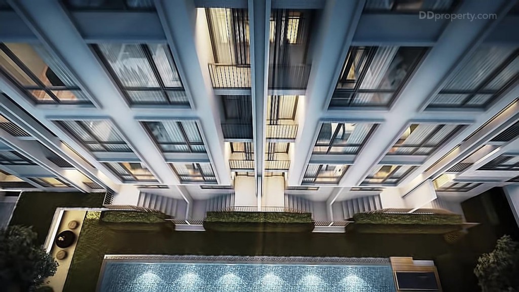 ภาพจำลองมุมสูงบริเวณสระว่ายน้ำ