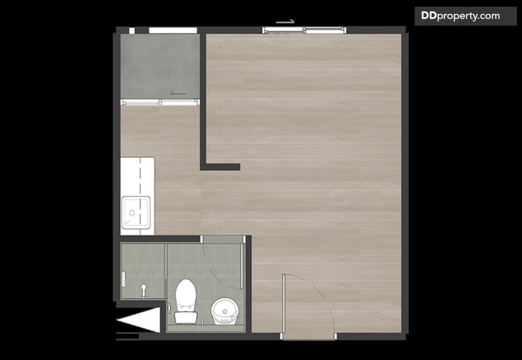 ห้องตัวอย่างแบบสตูดิโอ ขนาด 22.50 ตร.ม มีจำนวน 301 ยูนิต