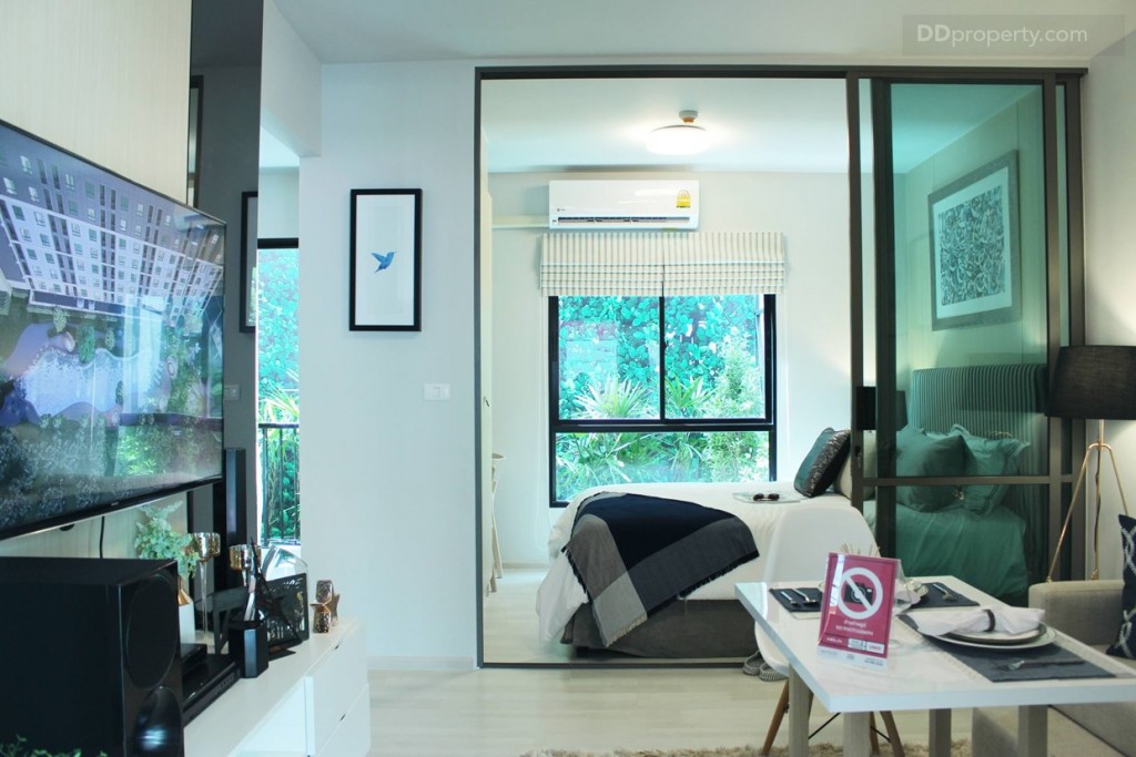 มุมมองภายในห้องตัวอย่างแบบ สตูดิโอขนาด 26.06 ทางโครงการให้มาเป็นแบบห้องเปล่า ห้องหน้ากว้างสุดอยู่ที่ 5 เมตร