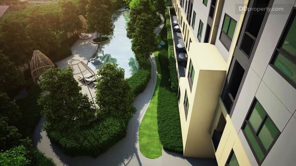 ภาพจำลองภาพมุมสูงของพื้นที่ส่วนกลางที่ถูกออกแบบมาให้ใช้งานทุกส่วนอย่างลงตัว