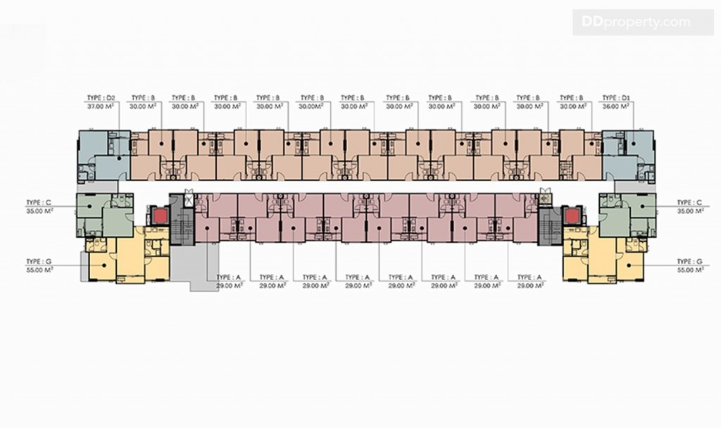 แปลนชั้น 3-6 จะเป็นพื้นที่อยู่อาศัยทั้งหมด