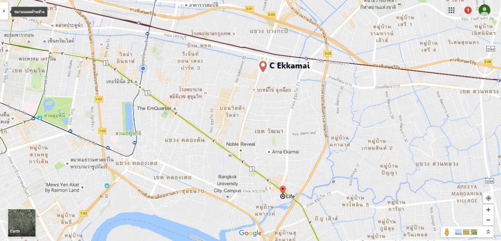 ที่ตั้งระหว่างโครงการ ซีเอกมัย และ ไลฟ์ สุขุมวิท 48