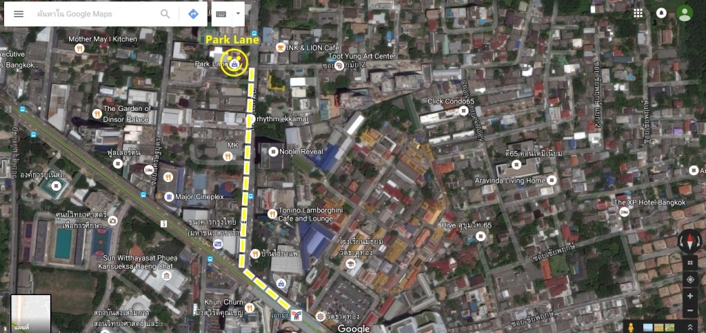 ตำแหน่งของพาร์คเลนจะตั้งอยู่ห่างจากปากซอย 63 ประมาณ 500 เมตร