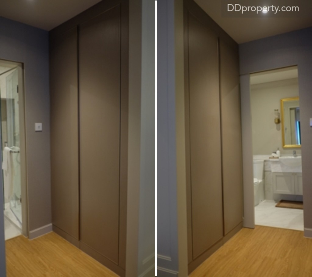 walk-in closet ที่ทางโครงการ built-in มาให้ สามารถแยกเสื้อผ้าระหว่าง His & Hers ได้
