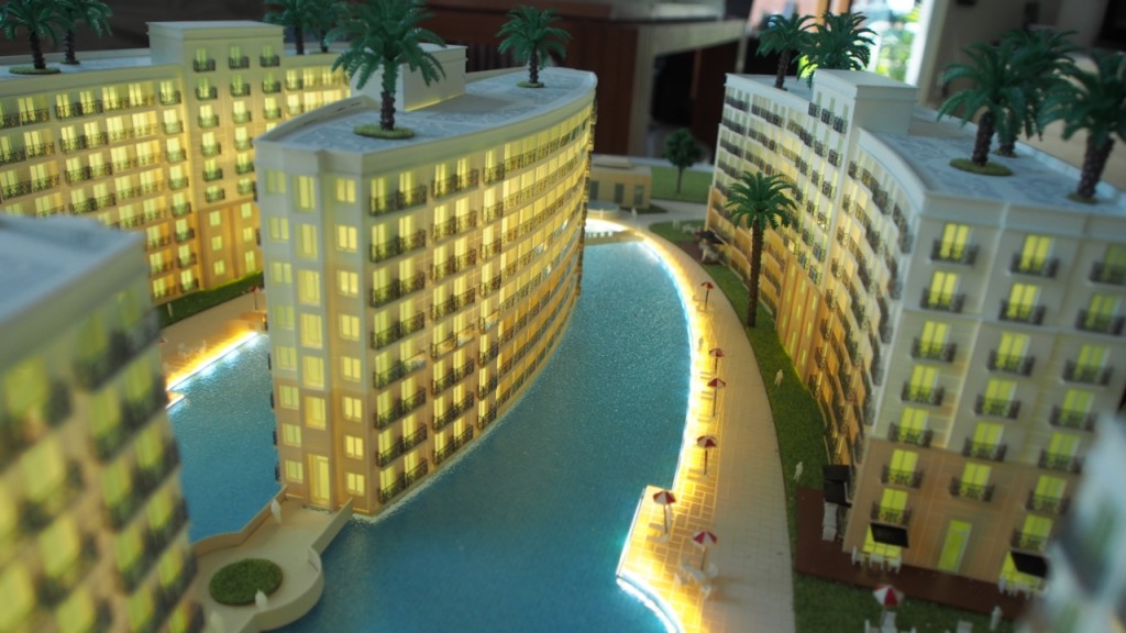 Six buildings symmetrically placed