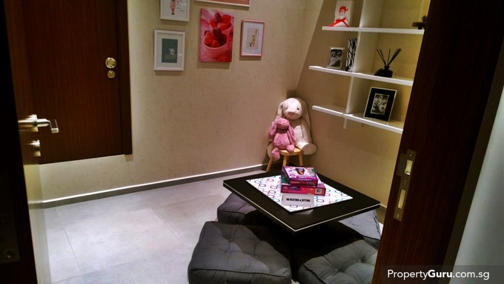 Play area near bomb shelter in basement