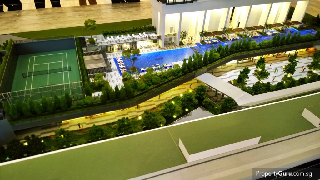 Swimming pool and tennis court