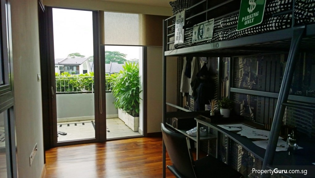 Attic bedroom with attached balcony