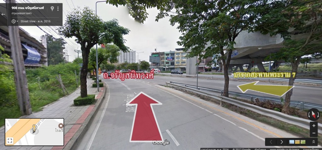 เมื่อกลับรถใต้สะพานพระราม 7 แล้ว จะเข้าสู่ ถ.จรัญสนิทวงศ์ ฝั่งเลขคู่