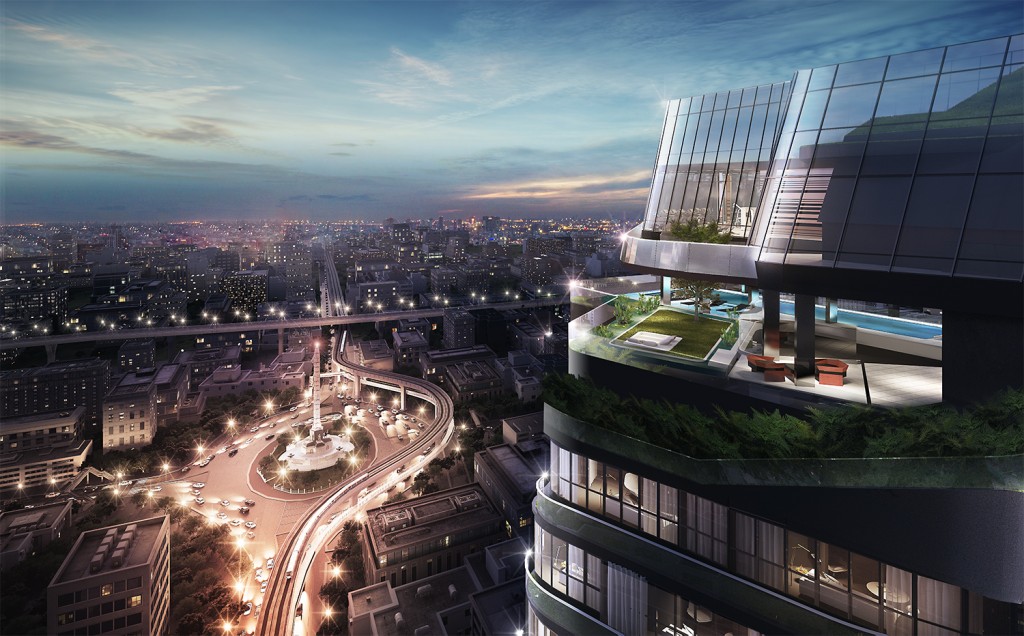 ภาพ perspective แสดงบรรยากาศโดยรอบของโครงการ ไอดีโอ คิว วิคตอรี (Ideo Q Victory)