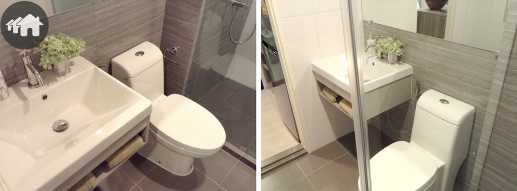 ห้องน้ำส่วนแห้งยังคงเป็นเหมือนทุกยูนิตที่มี (ได้จริงตามภาพ ยกเว้นของประดับตกแต่ง)
