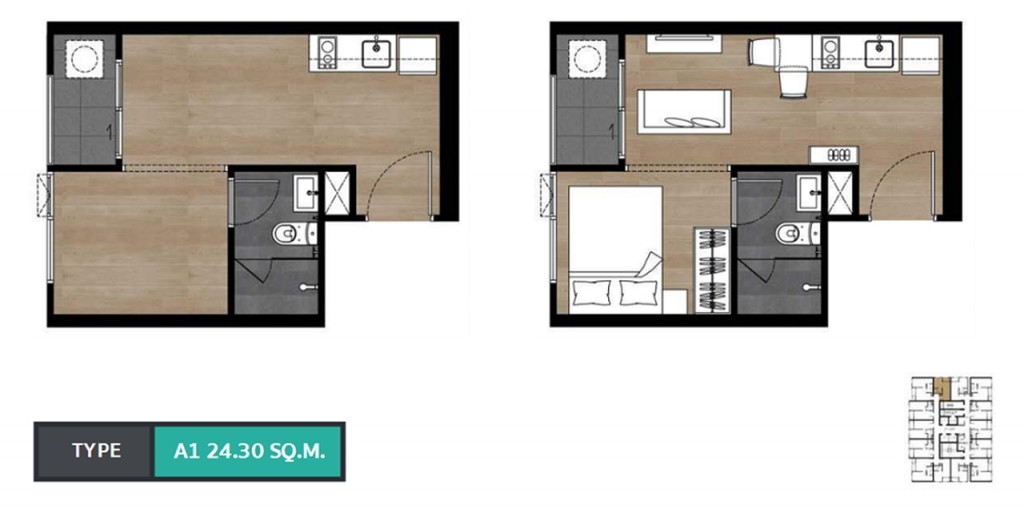 Floor plan  24.30 ตร.ม.
