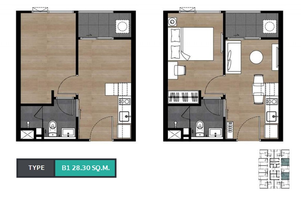 Floor plan  28.30 ตร.ม.