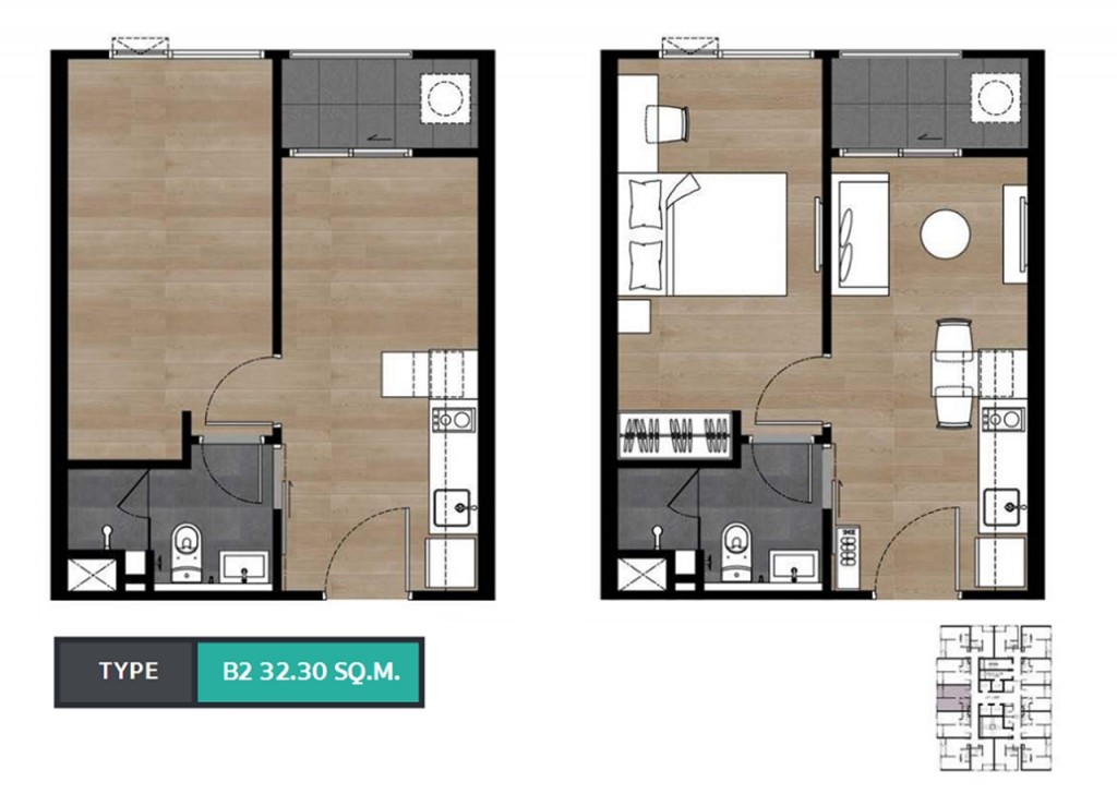 Floor plan  32.30 ตร.ม.