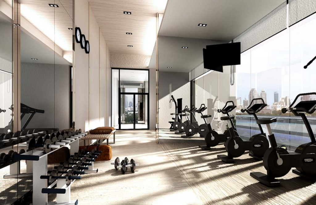 ภาพจำลองฟิตเนส พื้นที่ประมาณ 60 ตร.ม. จากพื้นถึงเพดานสูง 5 ม. พร้อมเครื่องเล่น 7 เครื่อง