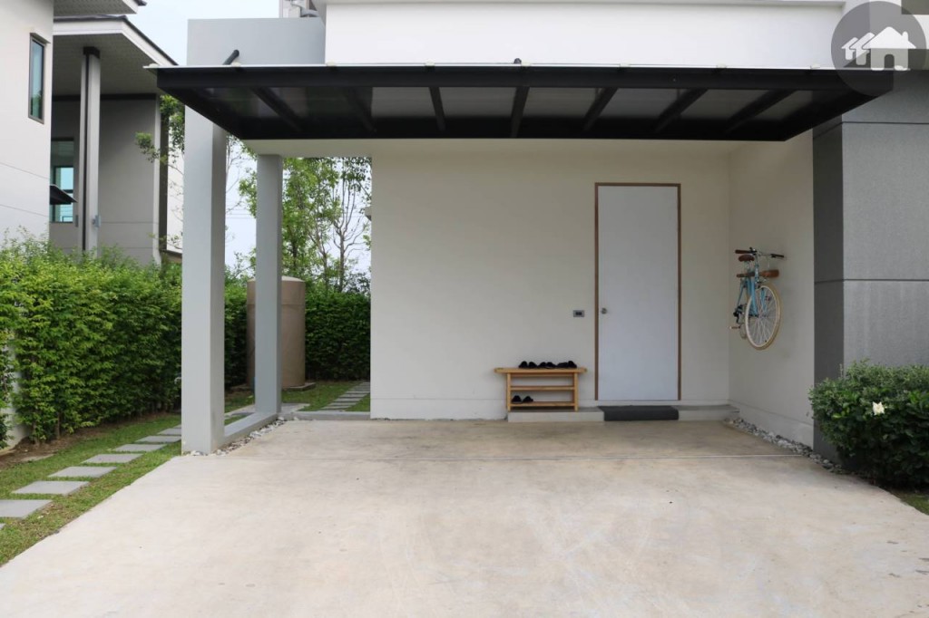 ลานจอดรถบ้าน The Flow ของโครงการ วารีโอ สุวรรรภูมิ Vario Suvarnabhumi