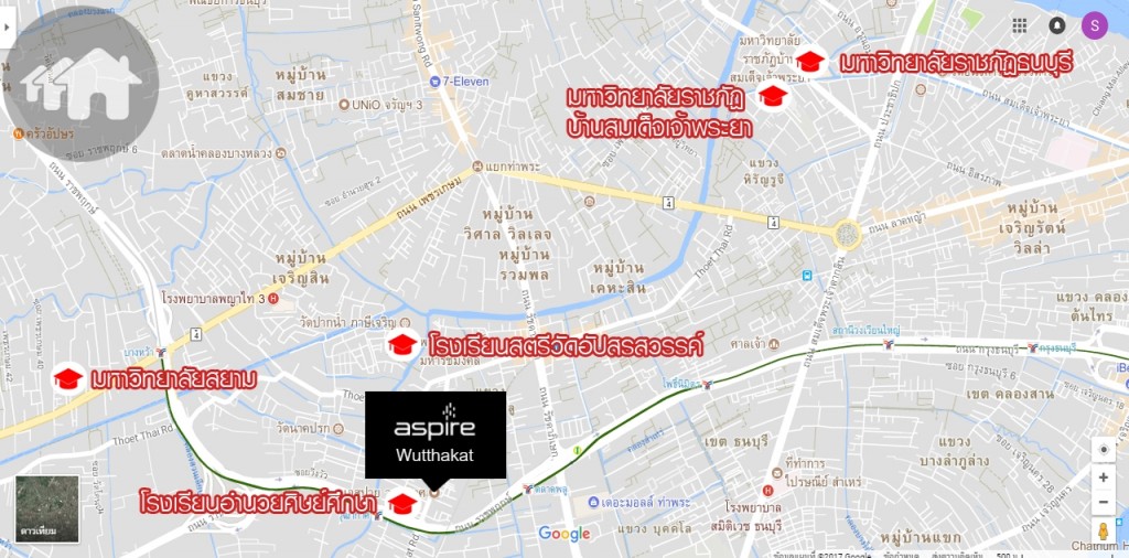 สถานศึกษารอบโครงการ via Google Map