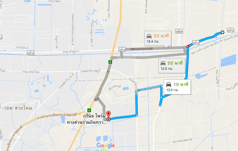 การเดินทางไปโครงการกรีนิช ไพร์ม ทางด่วนรามอินทรา-หทัยราษฎร์ Greenwich Prime Express Way Ramintra Hathairat