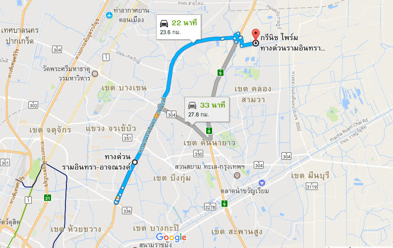 การเดินทางไปโครงการ แผนที่โครงการ กรีนิช ไพร์ม ทางด่วนรามอินทรา-หทัยราษฎร์ Greenwich Prime Express Way Ramintra Hathairat