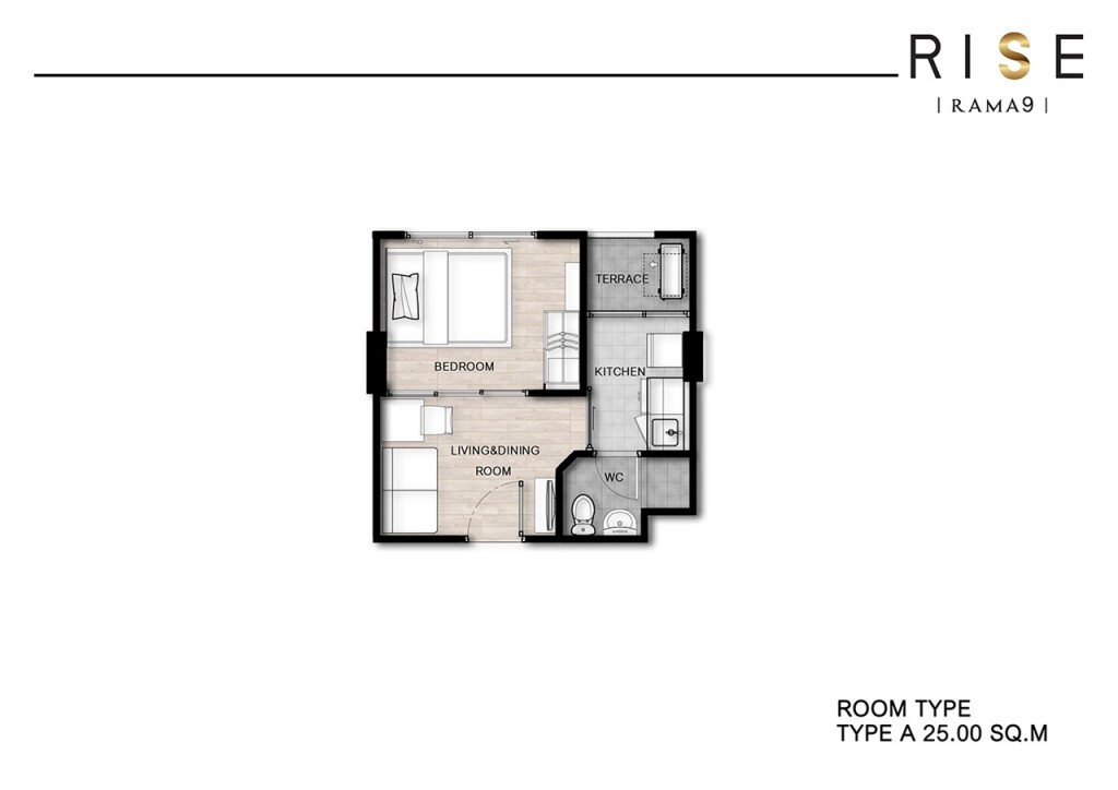 1 Bedroom 25.00 ตร.ม.