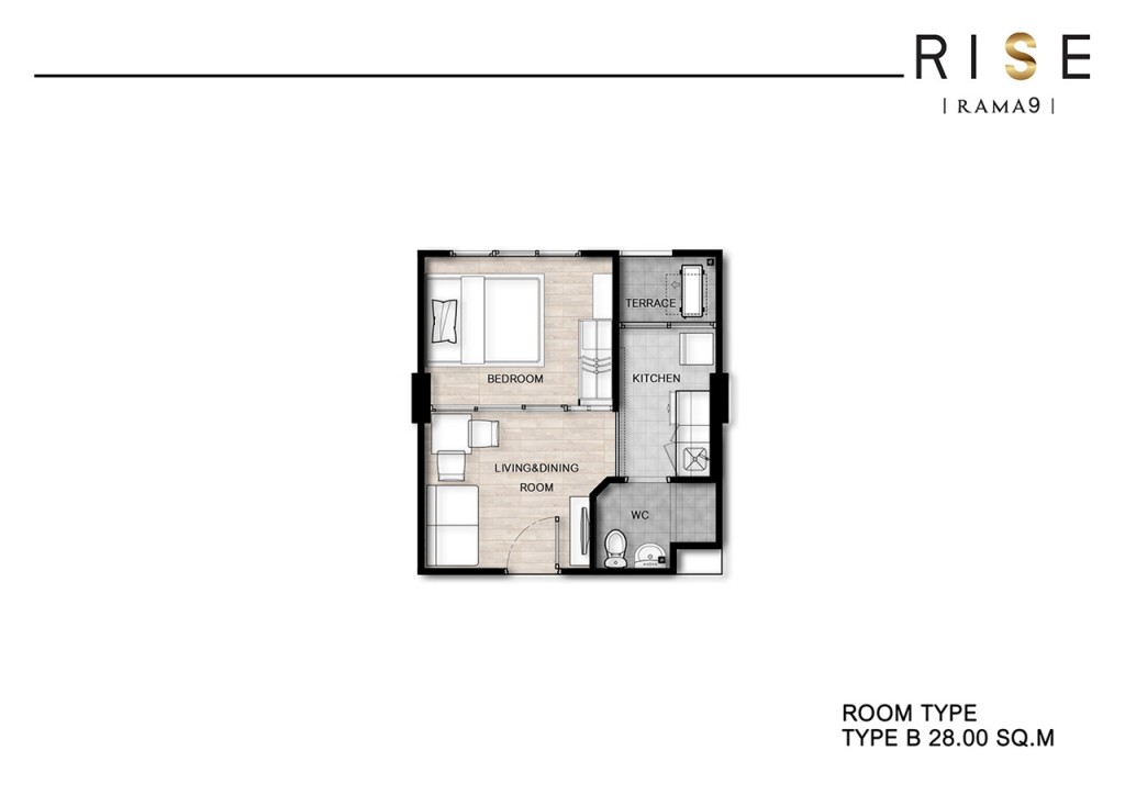 1 Bedroom 28.00 ตร.ม.