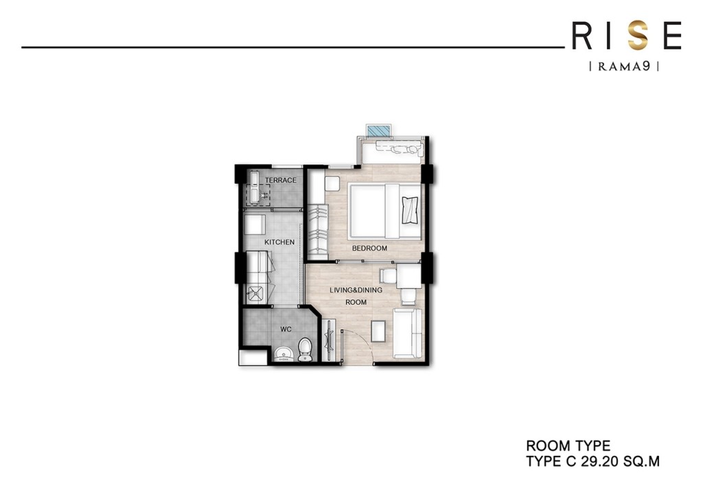 1 Bedroom 29.20 ตร.ม.