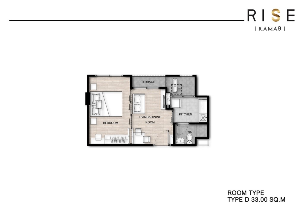 1 Bedroom 33.00 ตร.ม.