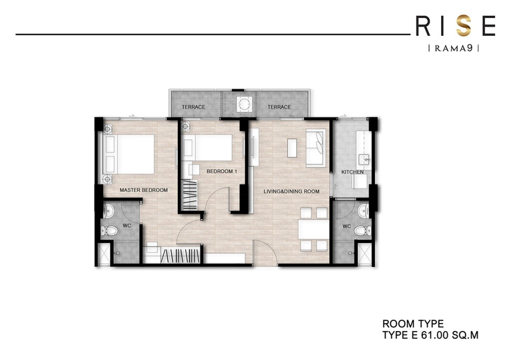2 Bedroom 61.00 ตร.ม.