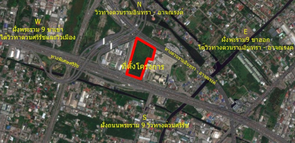 ภาพแผนที่จาก Google Earth แสดงแผนที่ตั้งโครงการ และวิวทิวทัศน์โดยรอบ 