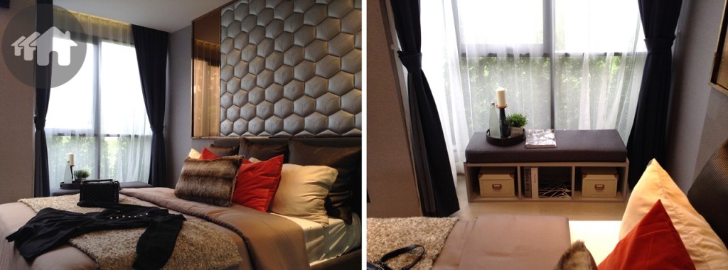 พื้นที่ห้องนอนกว้างขวาง พิเศษกว่าแบบแรกคือ มีพื้นที่อเนกประสงค์เพิ่มเข้ามา และมีม้านั่งบุผ้ากำมะหยี่ที่ด้านล่างเป็นที่เก็บของให้ด้วย ซึ่งใครจะปรับเปลี่ยนนำโต๊ะทำงานมาวางไว้แทนที่ก็ได้